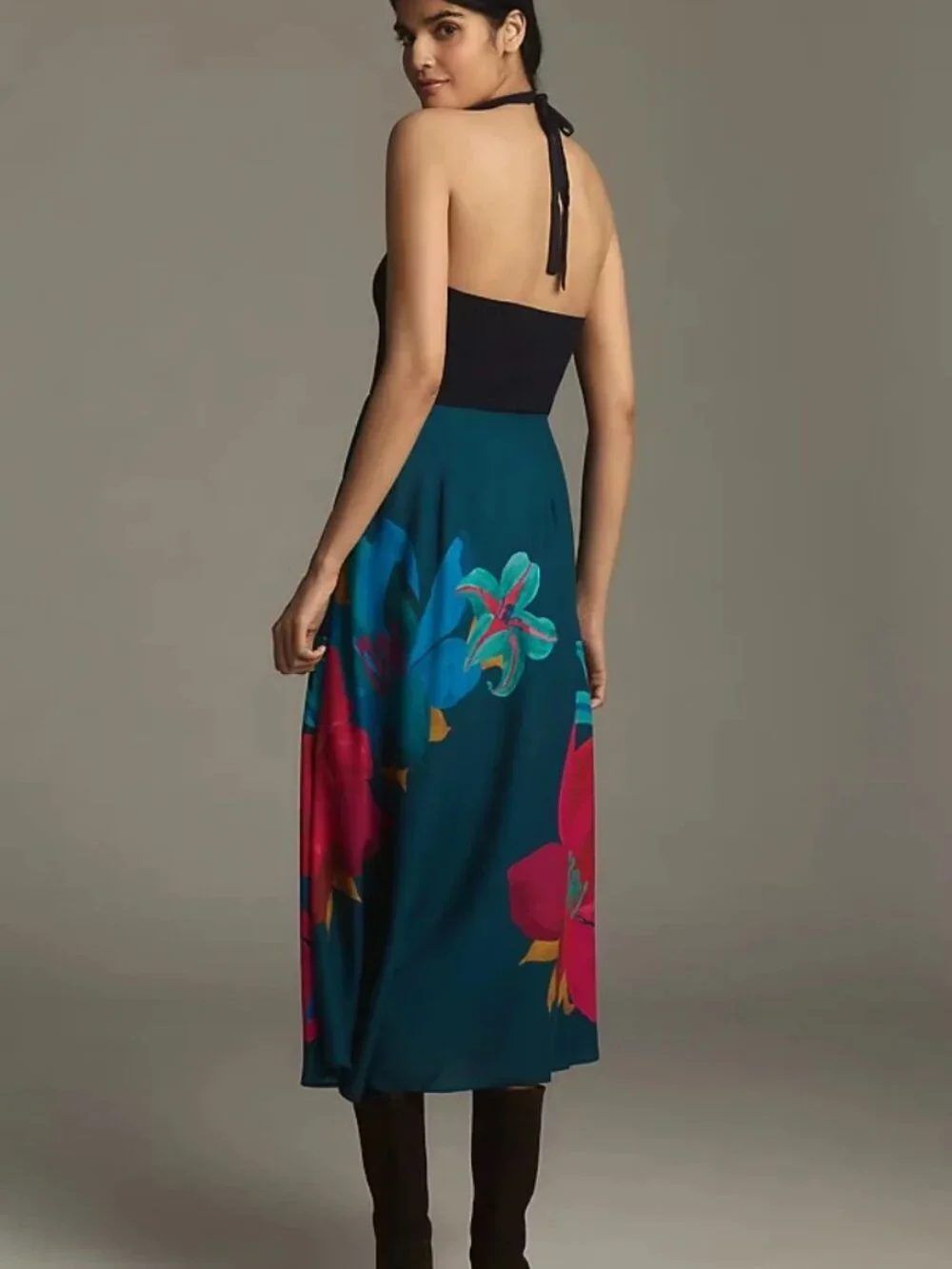 New Farm Rio x Anthropologie Slip Midi Skirt Blue Green XL NWT - Picture 3 of 4